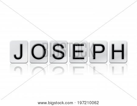 The word Joseph concept and theme written in 3D white tiles and isolated on a white background.