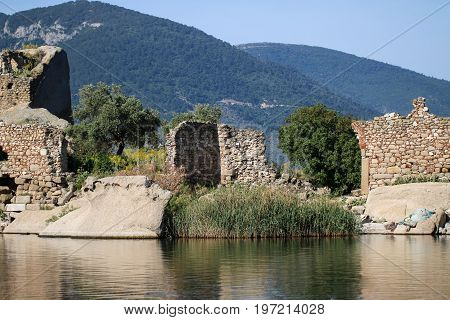 Salt Bafa Lake landscape with great nature - Mugla - Turkey. Latmos.