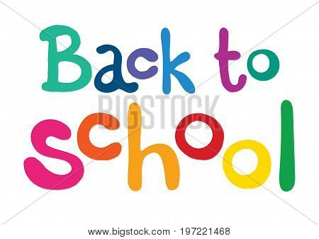 Color phrase Back to school on white background. Lettering. Vector art. Handwritten symbol for t-shirt design poster web design print