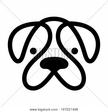 Bulldog. Monochrome dog head logo symbol design on white background. Vector illustration