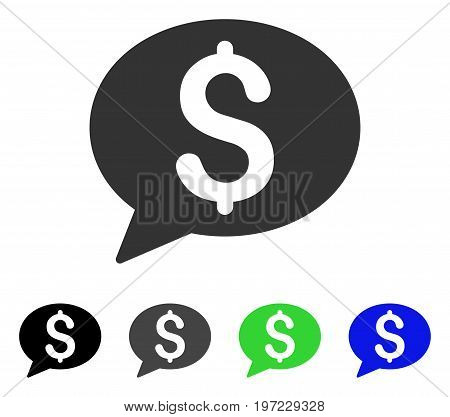 Bank Message flat vector illustration. Colored bank message gray, black, blue, green pictogram variants. Flat icon style for graphic design.