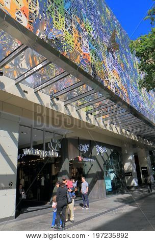 BRISBANE AUSTRALIA - JULY 9, 2017: Unidentified people visit Wintergarden centre. Wintergarden Centre is a shopping mall located on Queen Street mall in downtown Brisbane.