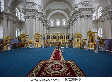 SAINT PETERSBURG/ RUSSIA - JULY 1, 2017. Interior of the Smolny Cathedral (built 1746 - 1835). St. Petersburg, Russia.