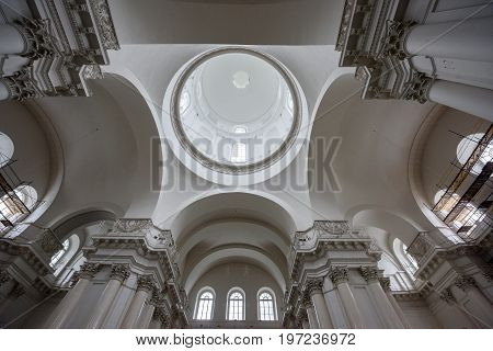 SAINT PETERSBURG/ RUSSIA - JULY 1, 2017. Interior of the Smolny Cathedral (built 1746 - 1835). St. Petersburg, Russia.
