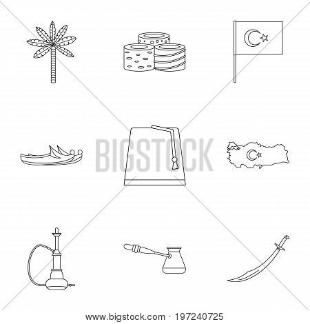 Ankara map icons set. Outline set of 9 Ankara map vector icons for web isolated on white background