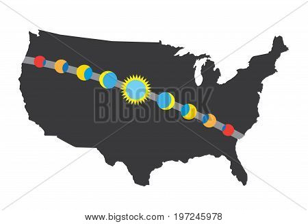 Total Solar Eclipse Icon August 21, 2017 - Route Map