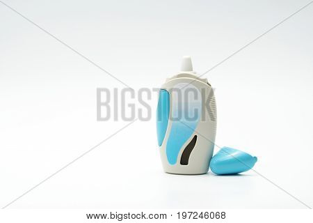 Nasal spray with opened cap modern design on white background