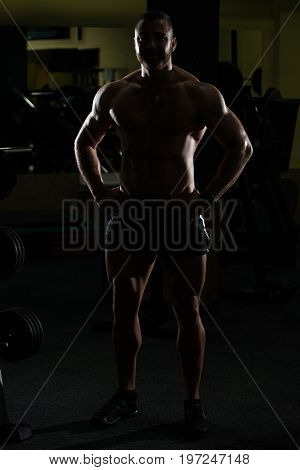 Silhouette Bodybuilder Flexing Muscles