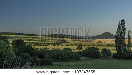 Evening In West Ceske Stredohori Mountains In Hot Summer