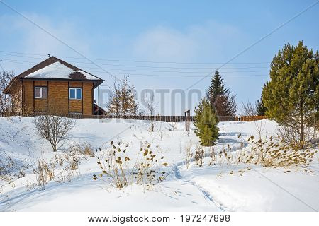Berdsk Novosibirsk oblast Siberia Russia - 19 March 2017: the country house in winter