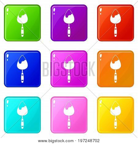 Construction trowel icons of 9 color set isolated vector illustration