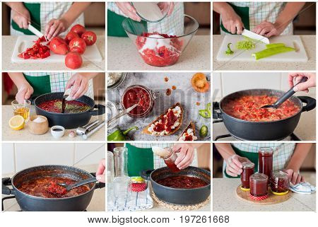 A Step By Step Collage Of Making Tomato Jam