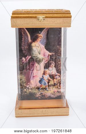 Gomel, Belarus - 28 July 2017: Transparent Light Urn For Donations From Plexiglass And Plastic Bague
