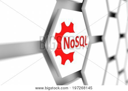 NoSQL cell wheel gear blurred background 3D illustration