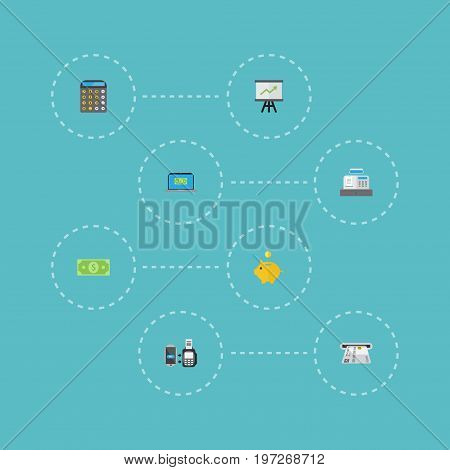 Flat Icons Remote Paying, Computer, Till And Other Vector Elements