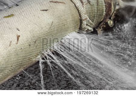 water leaking from hole in a hose