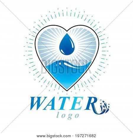 Ocean freshness theme vector logotype. Water day advertisement. Human and nature harmony concept.