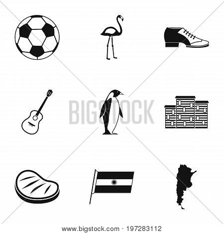 Attractions of Argentina icons set. Simple set of 9 attractions of Argentina vector icons for web isolated on white background
