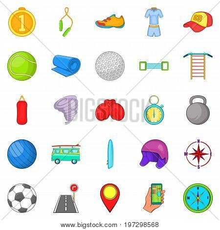 First place icons set. Cartoon set of 25 first place icons for web isolated on white background
