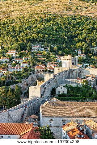 Old Town Walls And Fort Minceta At Dubrovnik Croatia