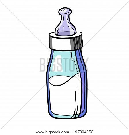 Color Sketch Baby bottle with milk and soft rubber pacifier sketch icons