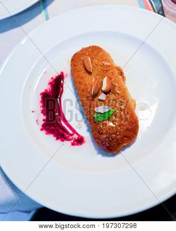 Arabic Dessert On White Plate