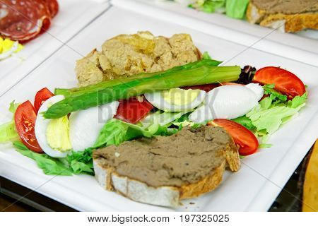 Traditional Italian Platter With Tomato Cheese Bread