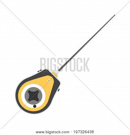 Vector illustration of fishing reel on white background. Fishing equipment and fish farming topics.