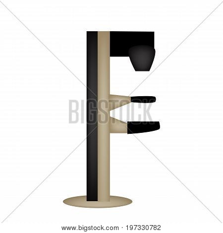 Mammography screening. Mammogram apparatus. World Breast Cancer Day. Infographics. Vector illustration on isolated background.