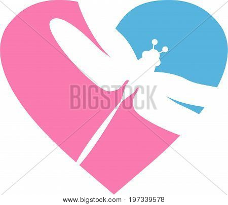 Simple Dragonfly Valentine Love Heart in Silhouette