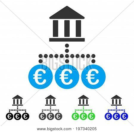 Euro Bank Transactions flat vector pictograph. Colored euro bank transactions gray, black, blue, green icon variants. Flat icon style for graphic design.