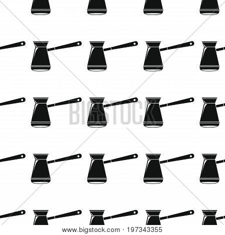 Cezve seamless pattern vector illustration background. Black silhouette cezve stylish texture. Repeating cezve seamless pattern background for kitchen design and web