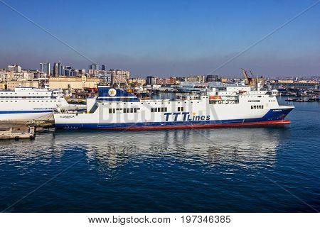 NAPLES, ITALY - JULY 23, 2017: Naples sea port view