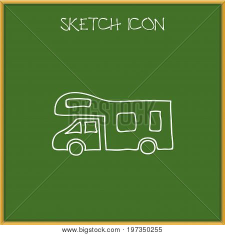 Vector Illustration Of Camping Symbol On Camper Doodle