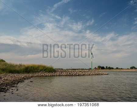 groyne at the rhine Kalkar Germany on a sunny day