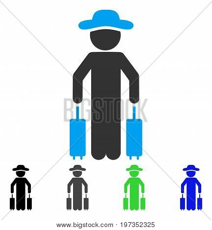 Gentleman Passenger flat vector pictogram. Colored gentleman passenger gray, black, blue, green pictogram variants. Flat icon style for application design.