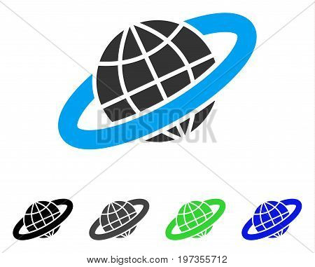 Planetary Ring flat vector pictograph. Colored planetary ring gray, black, blue, green pictogram variants. Flat icon style for application design.