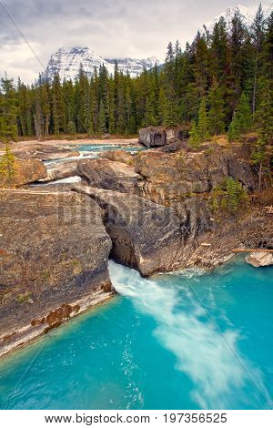 The Natural Bridge in Yoho National Park, Canada on an overcast day