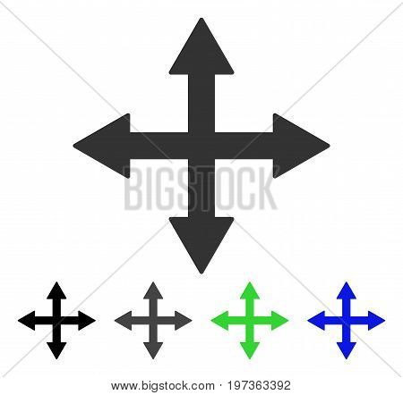 Quadro Arrows flat vector icon. Colored quadro arrows gray, black, blue, green icon versions. Flat icon style for application design.