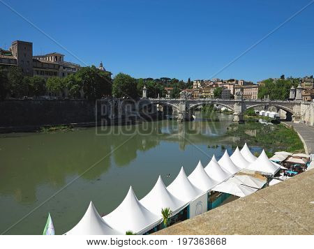 19.06.2017 Roma Italy: Sant' Angelo Bridge to the Mausoleum of Hadrian