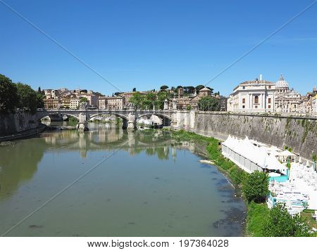19.06.2017 Roma Italy: Sant' Angelo Bridge to the Mausoleum of Hadrian