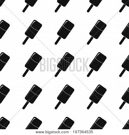 Friut ice cream in stick seamless pattern vector illustration background. Black silhouette ice cream stylish texture. Repeating ice cream seamless pattern background for food design and web