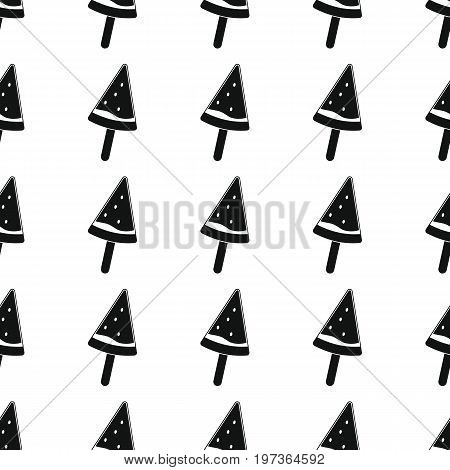 Fruit ice cream in stick seamless pattern vector illustration background. Black silhouette ice cream stylish texture. Repeating ice cream seamless pattern background for food design and web