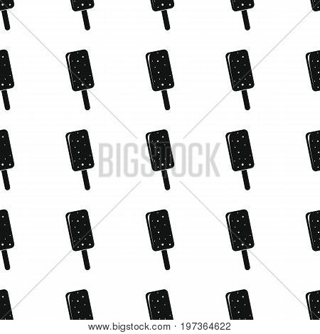 Ice cream in stick seamless pattern vector illustration background. Black silhouette ice cream stylish texture. Repeating ice cream seamless pattern background for food design and web