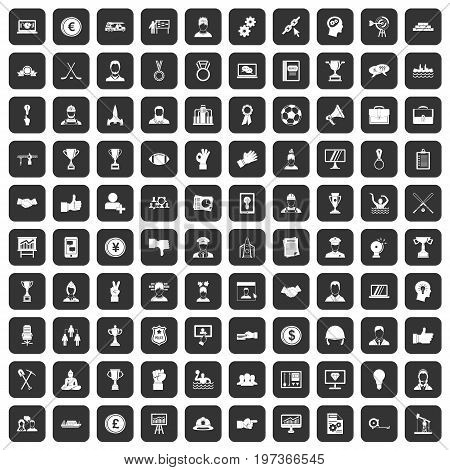 100 leadership icons set in black color isolated vector illustration