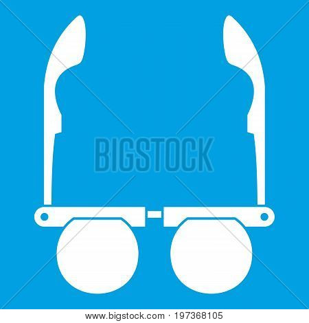 Glasses with black round lenses icon white isolated on blue background vector illustration