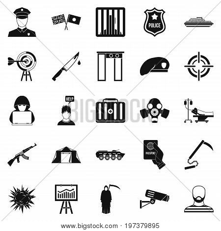 Special forces icons set. Simple set of 25 special forces icons for web isolated on white background