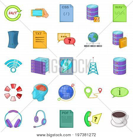 Data center icons set. Cartoon set of 25 data center vector icons for web isolated on white background