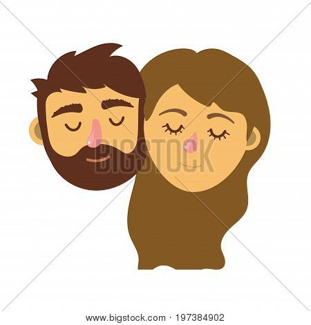 couple lover head with closed eyes and hairstyle vector illystration