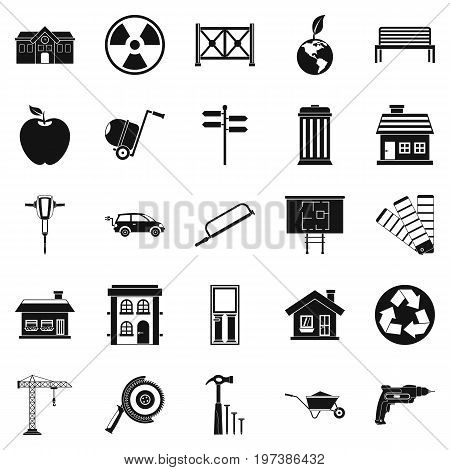 Earthwork icons set. Simple set of 25 earthwork vector icons for web isolated on white background